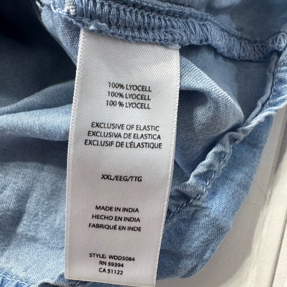 BeachLunchLounge Off The Shoulder Chambray Long Sleeve Blue Ruffle Dress Sz XXL - Picture 4 of 7